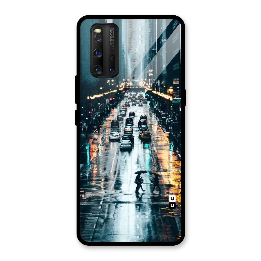 NY Streets Rainy Glass Back Case for Vivo iQOO 3