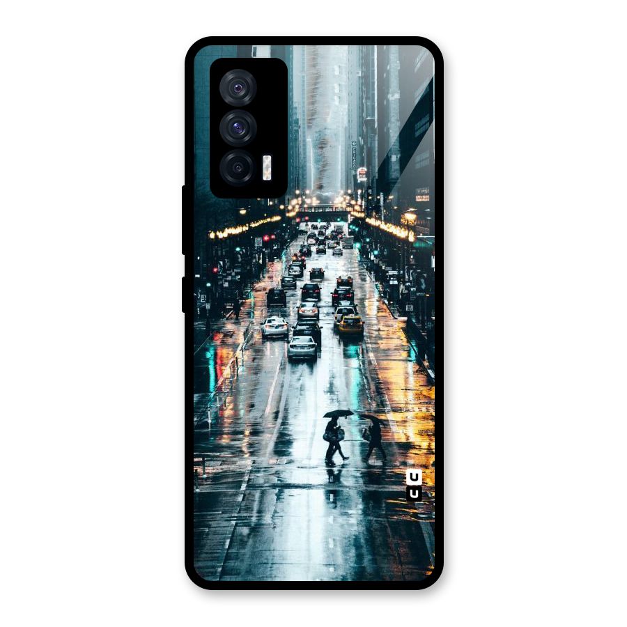 NY Streets Rainy Glass Back Case for Vivo iQOO 7 5G