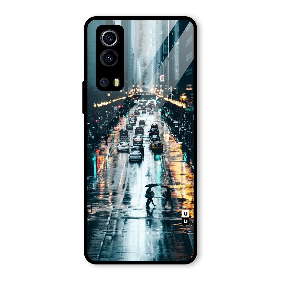 NY Streets Rainy Glass Back Case for Vivo iQOO Z3