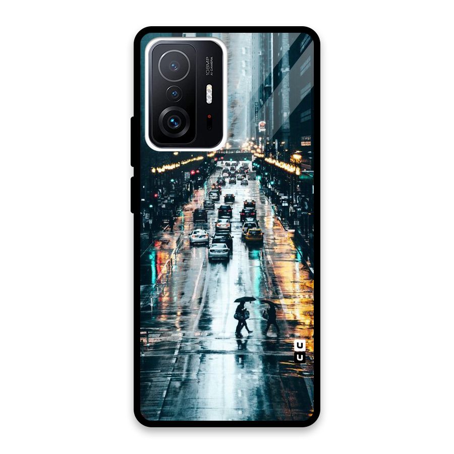 NY Streets Rainy Glass Back Case for Xiaomi 11T Pro