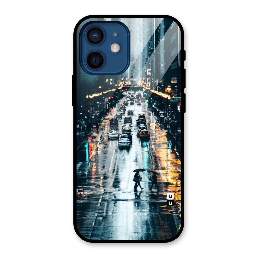 NY Streets Rainy Glass Back Case for iPhone 12 Mini