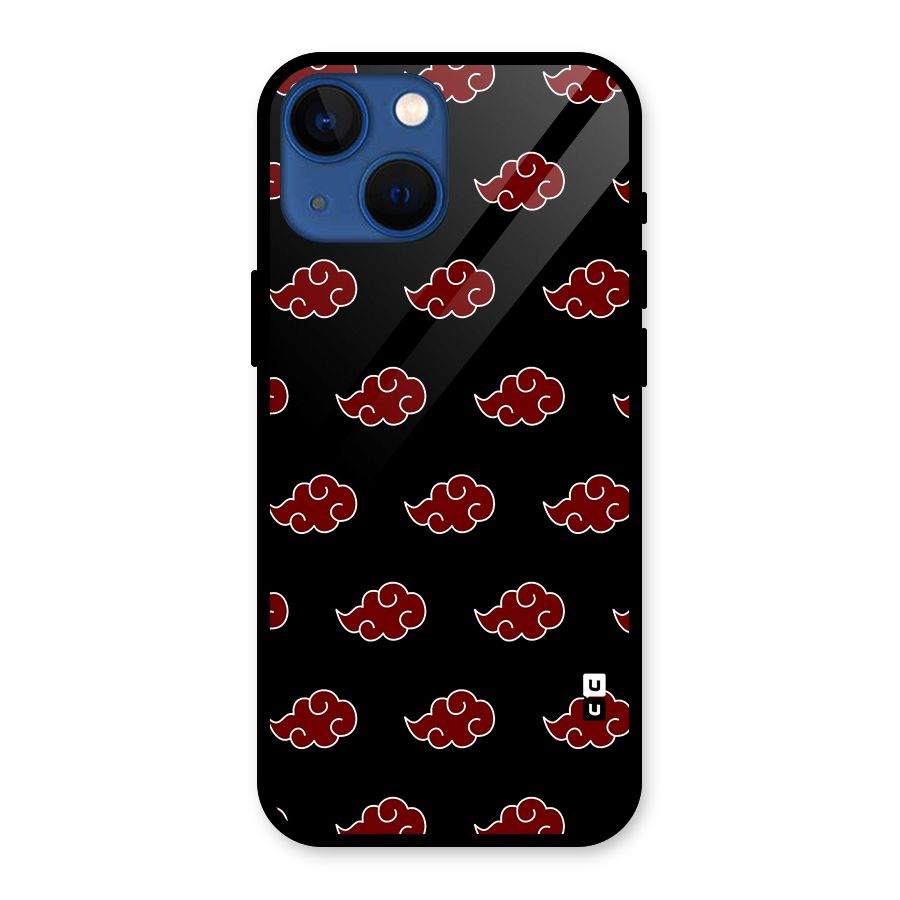 Naruto Akatsuki Pattern Glass Back Case for iPhone 13 Mini