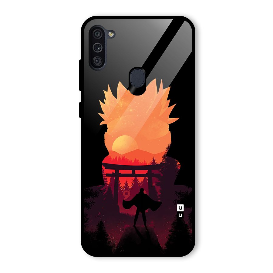 Naruto Anime Sunset Art Glass Back Case for Galaxy M11