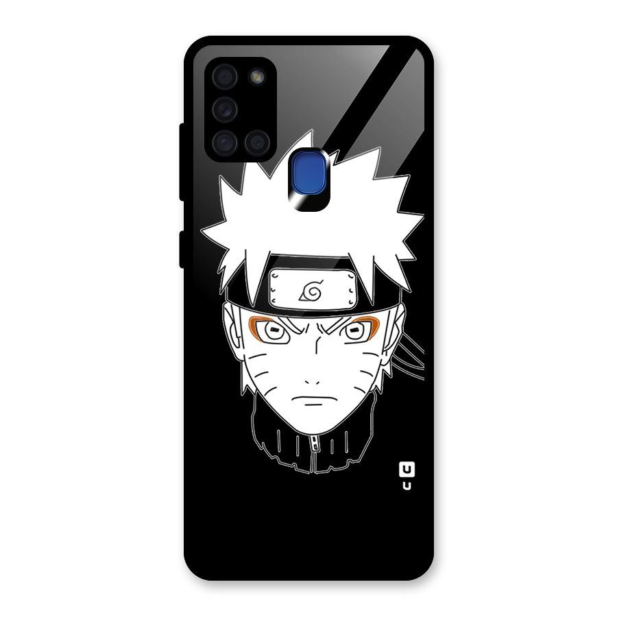 Naruto Black and White Art Glass Back Case for Galaxy A21s