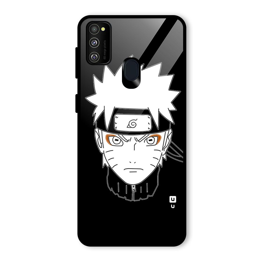 Naruto Black and White Art Glass Back Case for Galaxy M21
