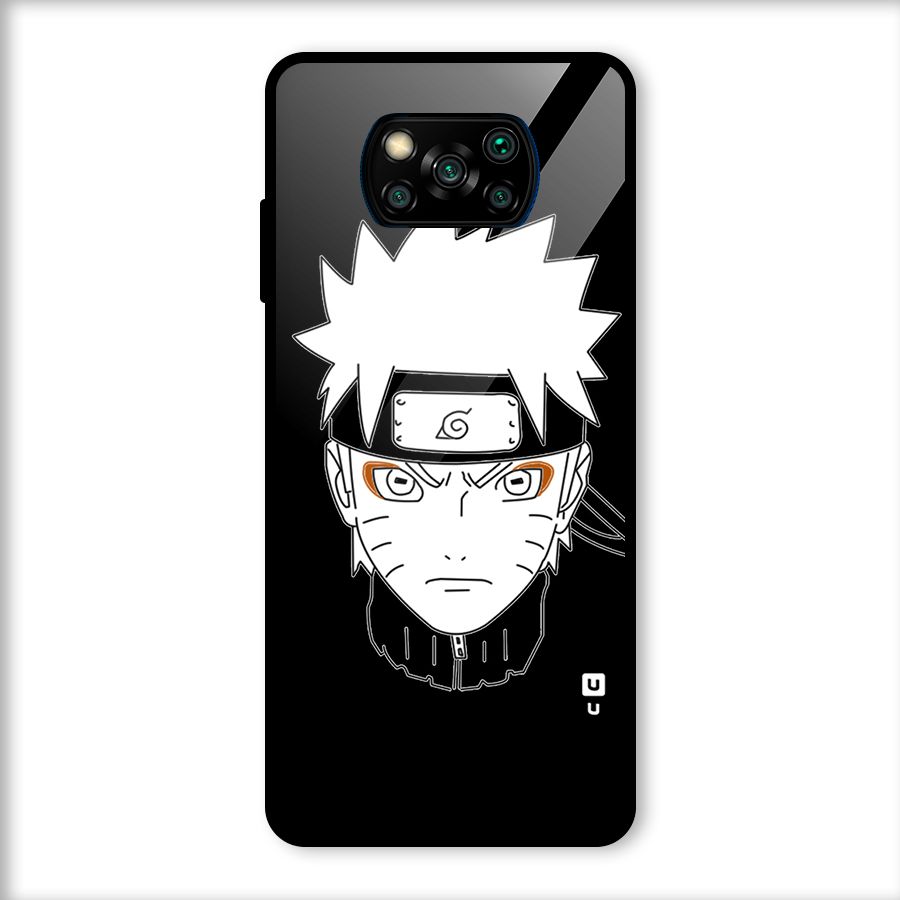 Naruto Black and White Art Glass Back Case for Poco X3