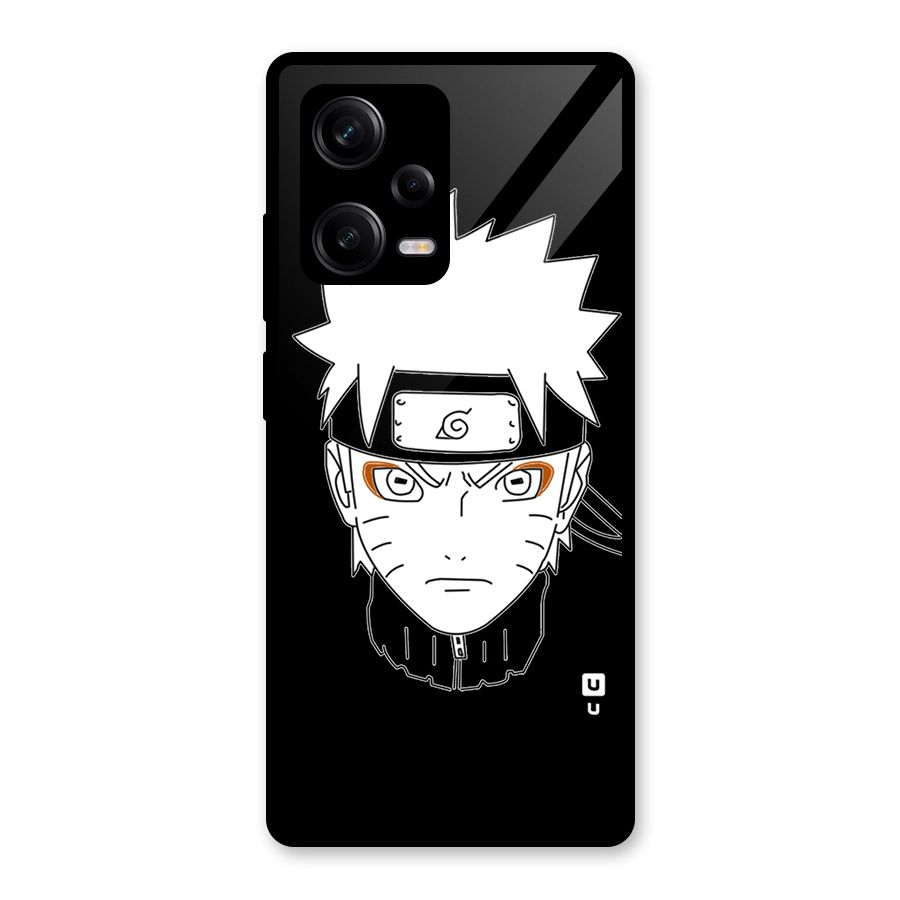 Naruto Black and White Art Glass Back Case for Redmi Note 12 Pro