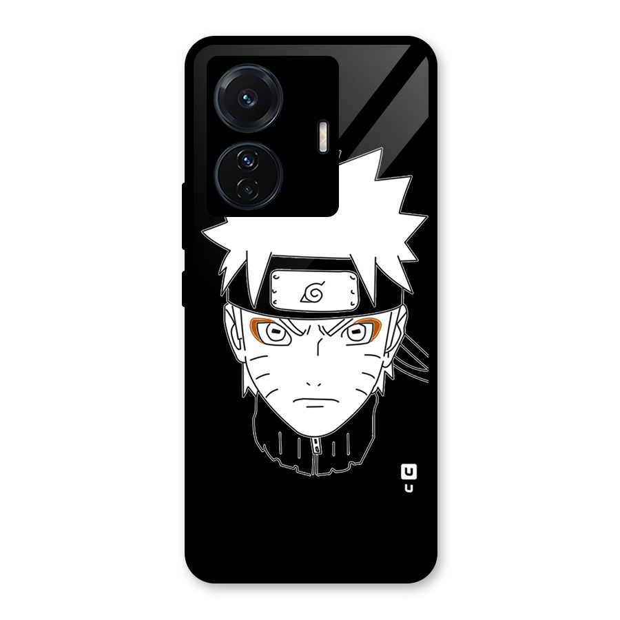 Naruto Black and White Art Glass Back Case for Vivo T1 Pro