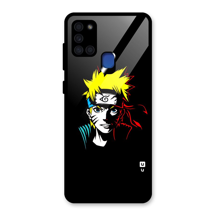 Naruto Pen Sketch Art Glass Back Case for Galaxy A21s