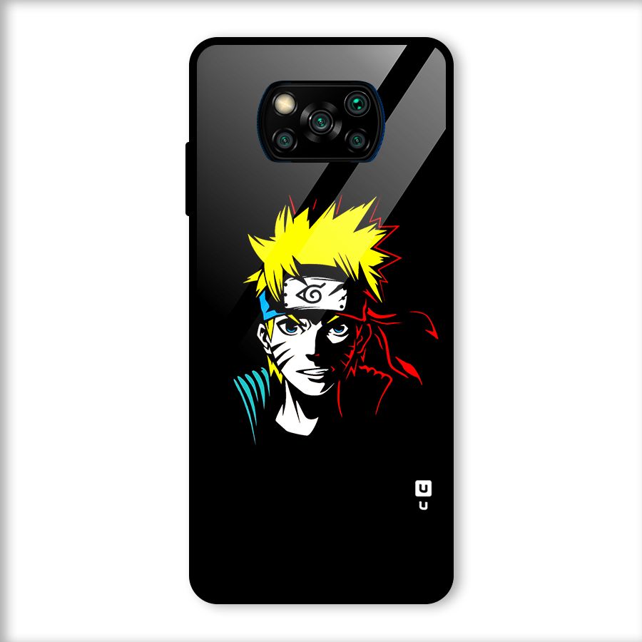 Naruto Pen Sketch Art Glass Back Case for Poco X3