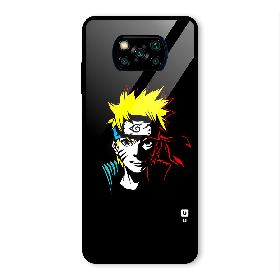 Naruto Pen Sketch Art Glass Back Case for Poco X3 Pro