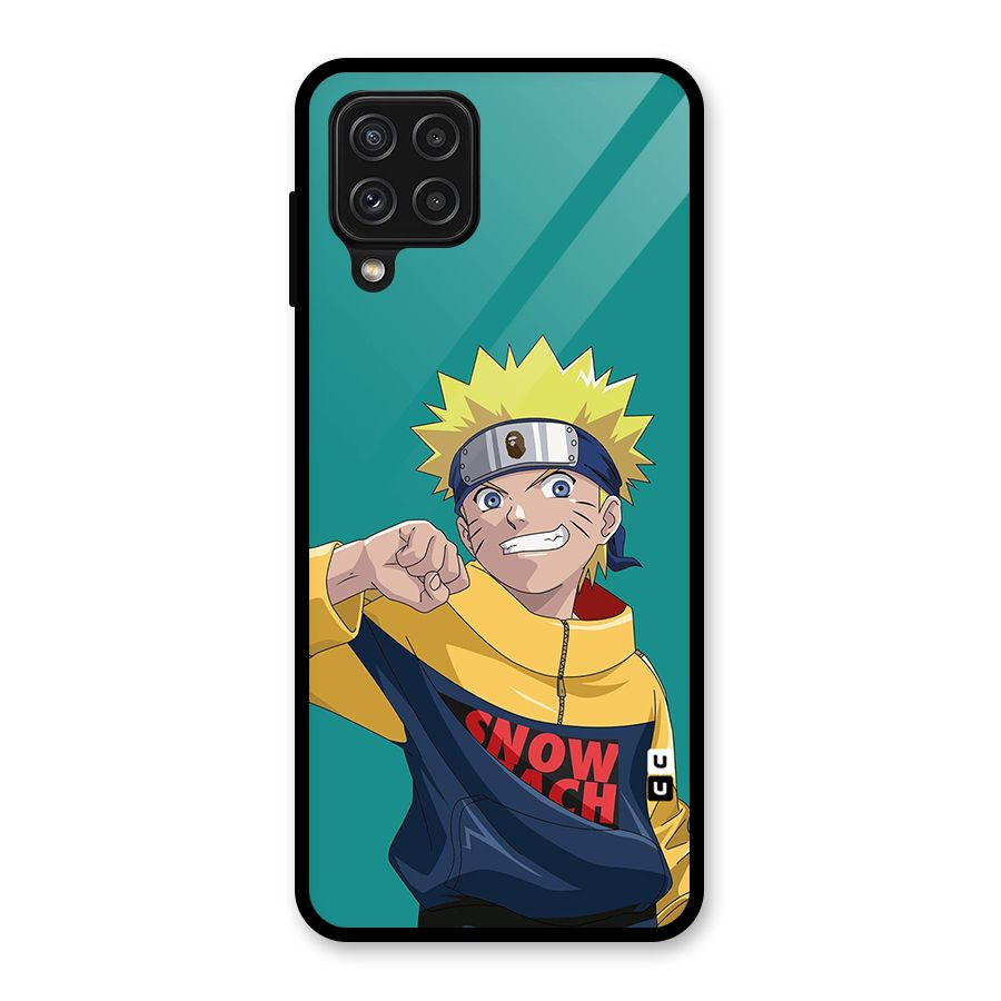 Naruto Snow Beach Art Glass Back Case for Galaxy A22 4G