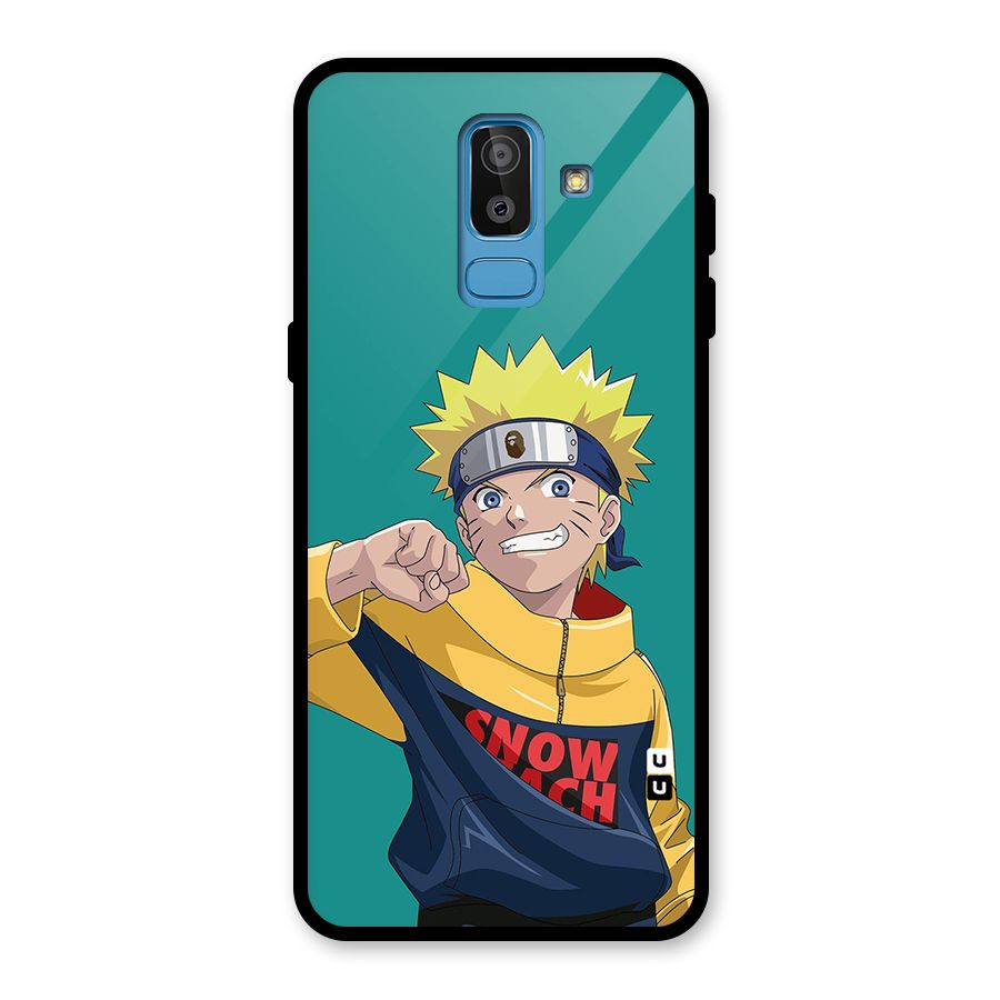 Naruto Snow Beach Art Glass Back Case for Galaxy J8