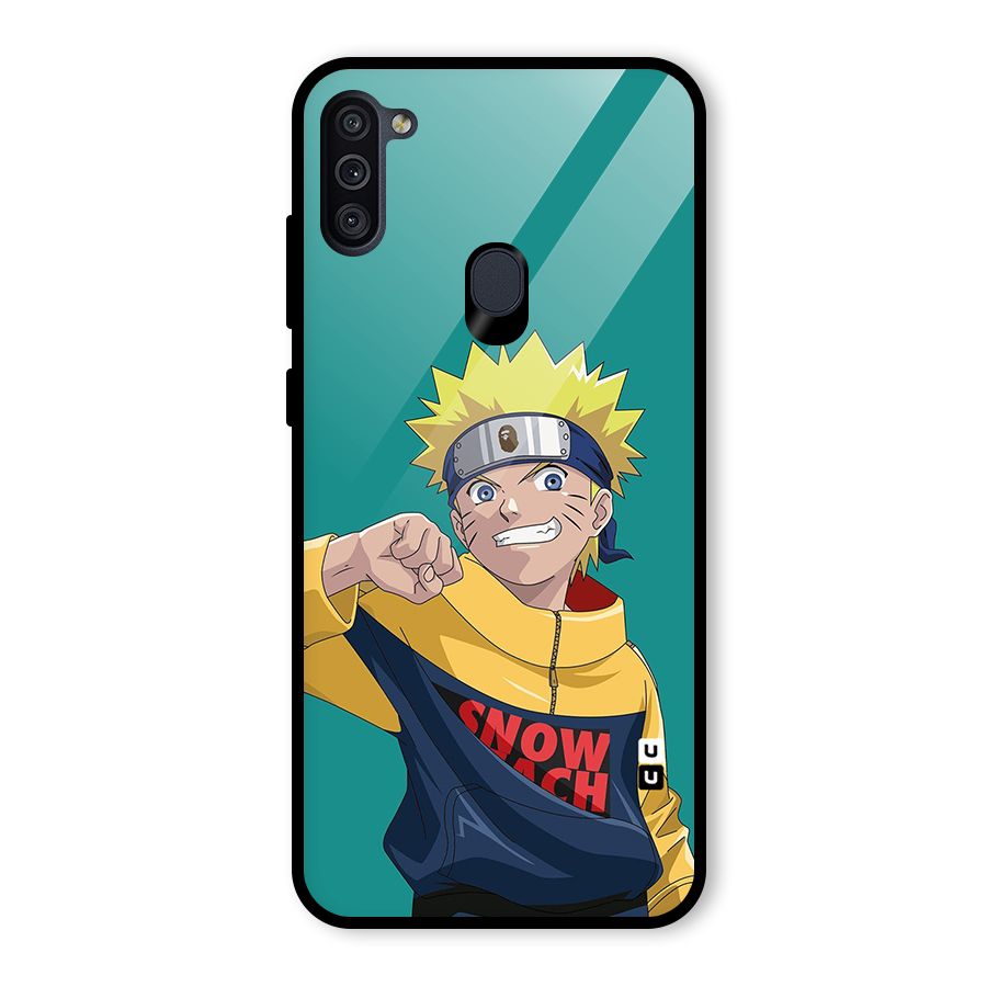 Naruto Snow Beach Art Glass Back Case for Galaxy M11