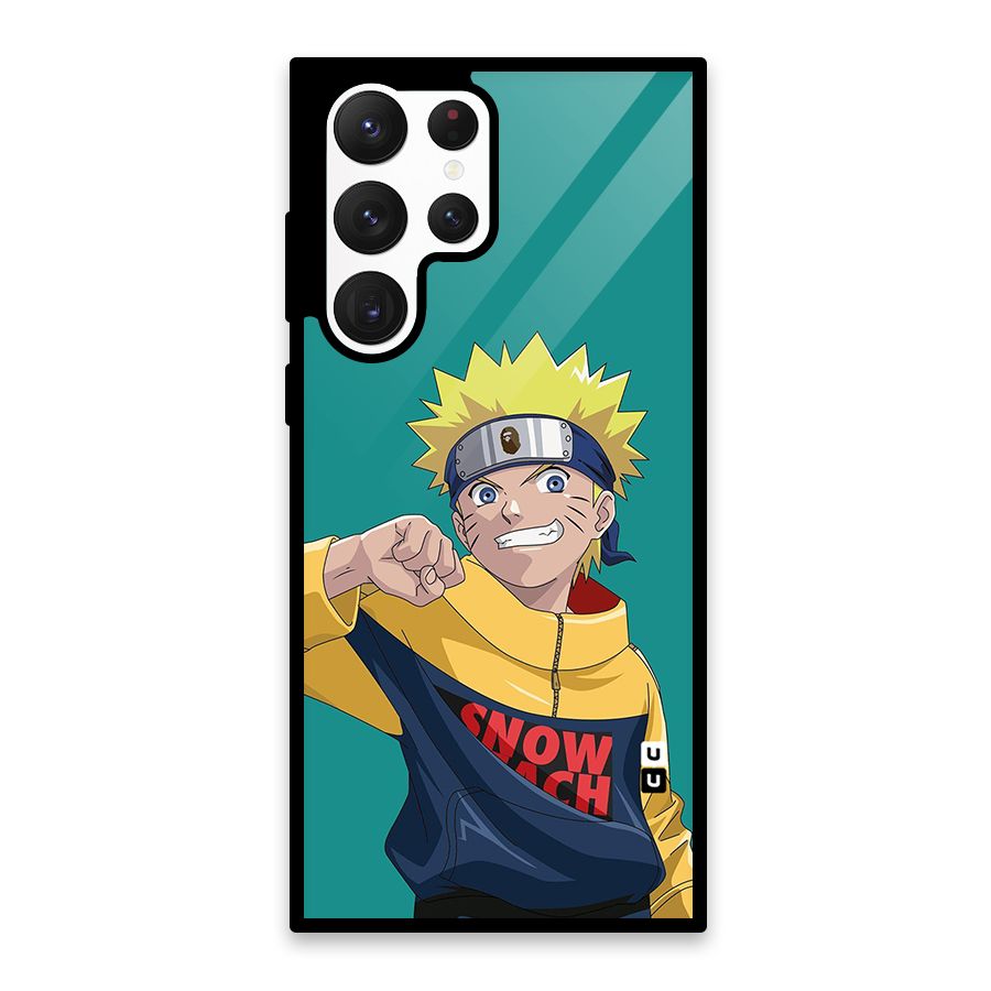 Naruto Snow Beach Art Glass Back Case for Galaxy S22 Ultra 5G