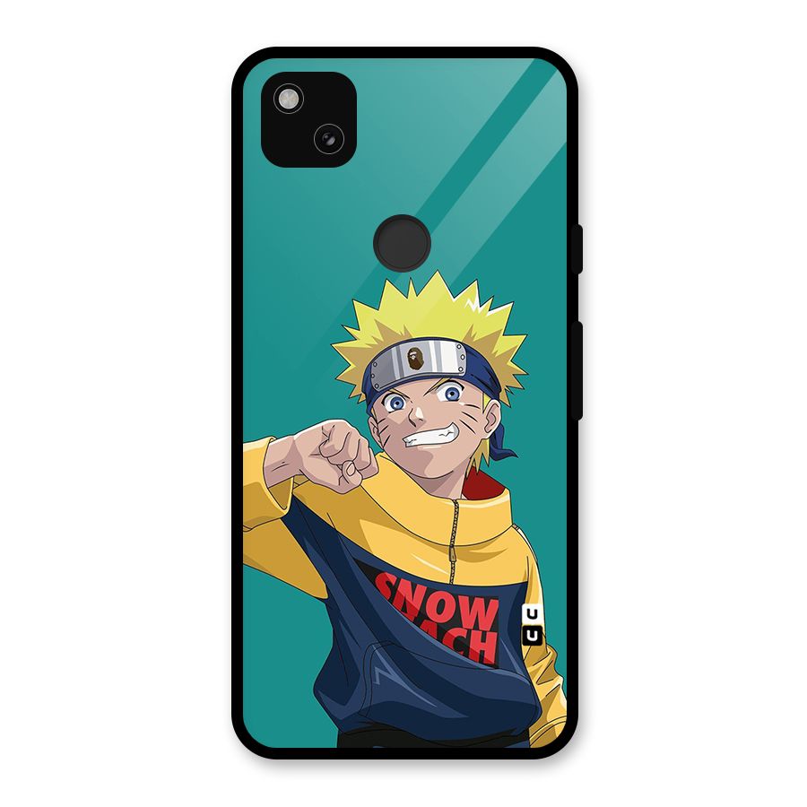 Naruto Snow Beach Art Glass Back Case for Google Pixel 4a
