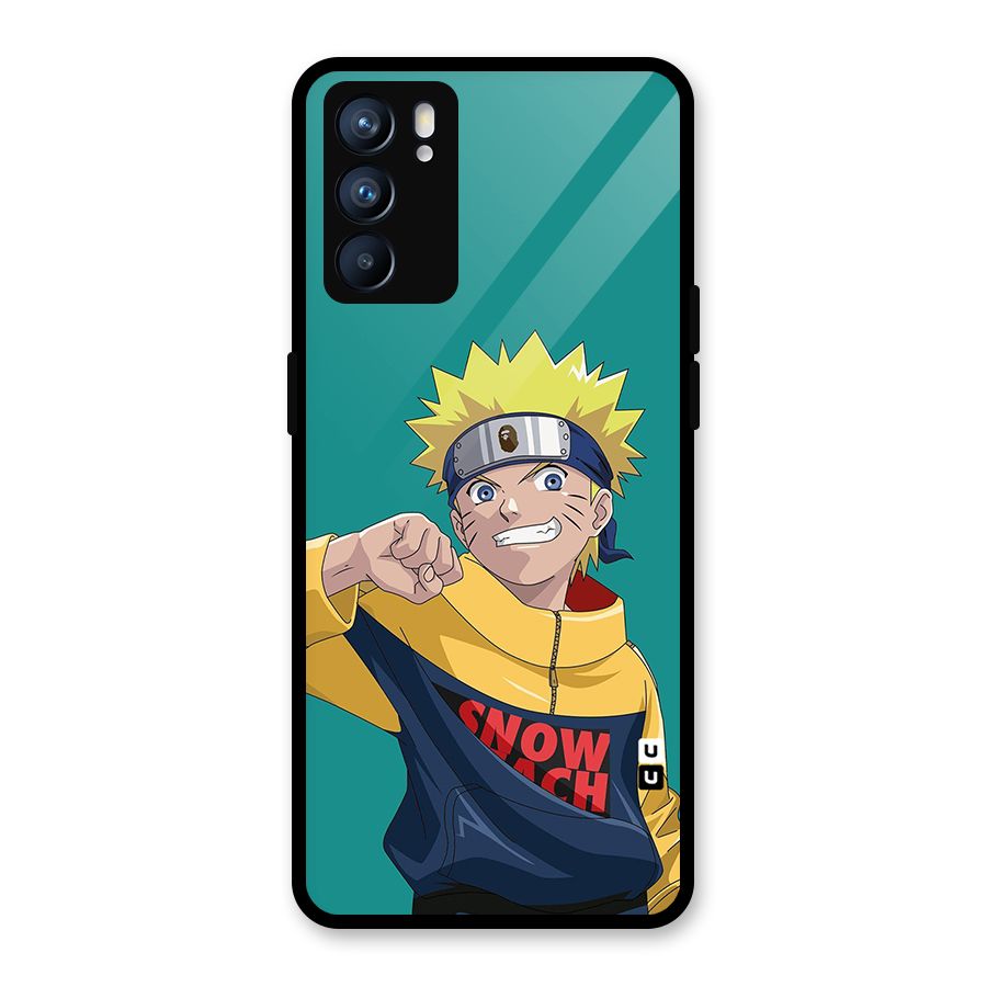 Naruto Snow Beach Art Glass Back Case for Oppo Reno6 5G
