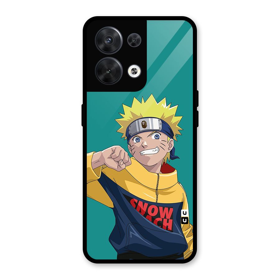 Naruto Snow Beach Art Glass Back Case for Oppo Reno8 5G