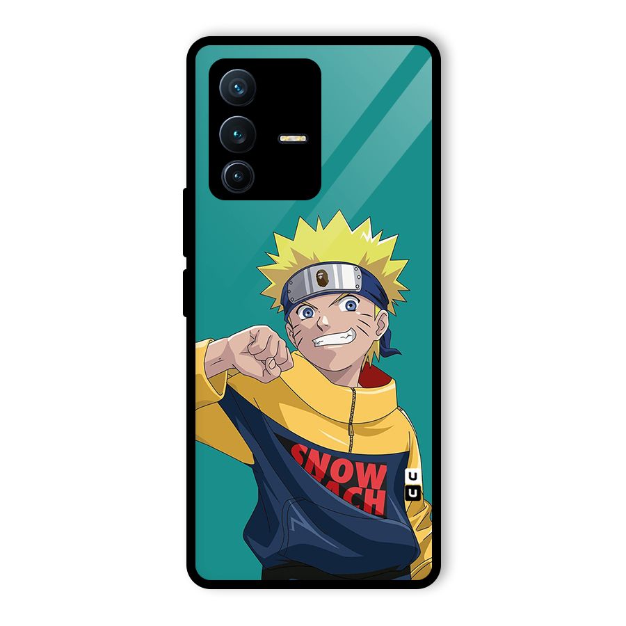 Naruto Snow Beach Art Glass Back Case for Vivo V23 Pro