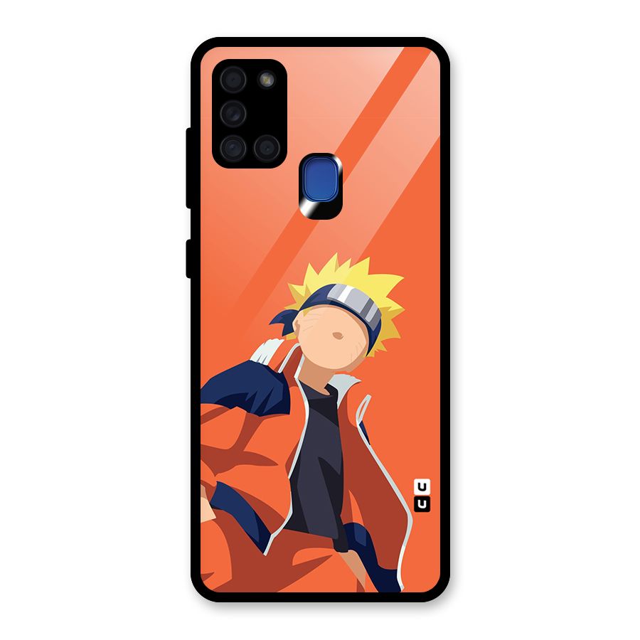 Naruto Uzumaki Minimalist Glass Back Case for Galaxy A21s