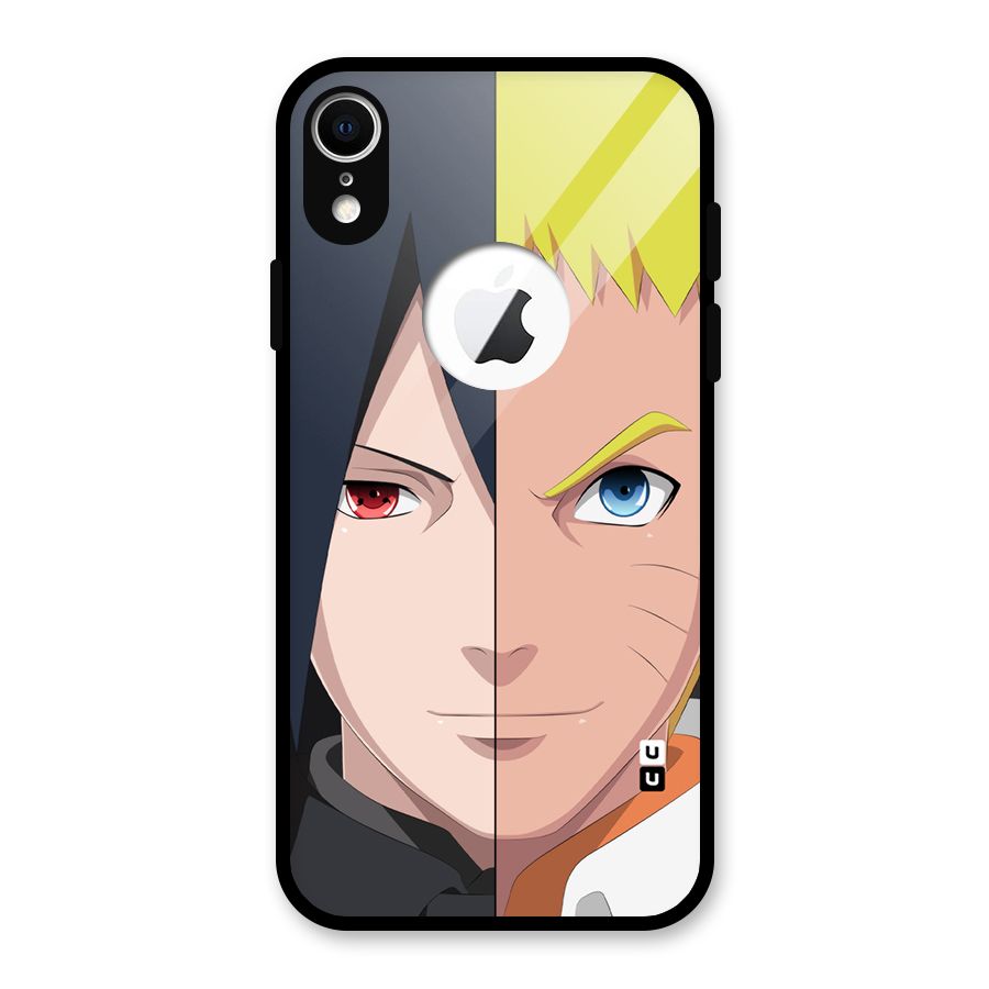 Naruto and Sasuke Glass Back Case for iPhone XR Logo Cut