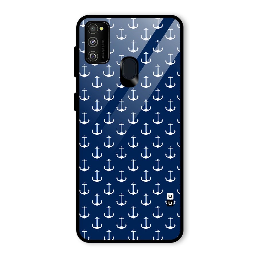 Nautical Pattern Glass Back Case for Galaxy M30s