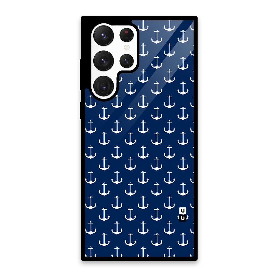 Nautical Pattern Glass Back Case for Galaxy S22 Ultra 5G