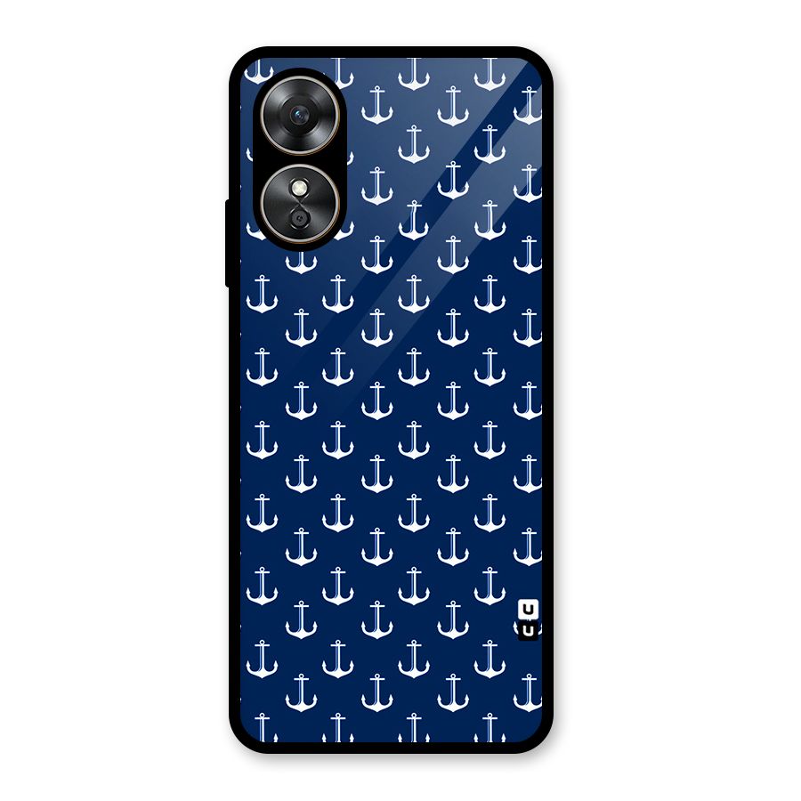 Nautical Pattern Glass Back Case for Oppo A17