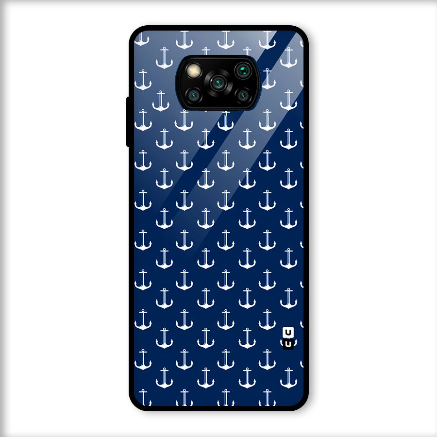 Nautical Pattern Glass Back Case for Poco X3
