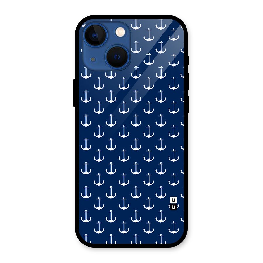 Nautical Pattern Glass Back Case for iPhone 13 Mini
