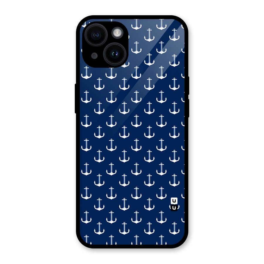 Nautical Pattern Glass Back Case for iPhone 14