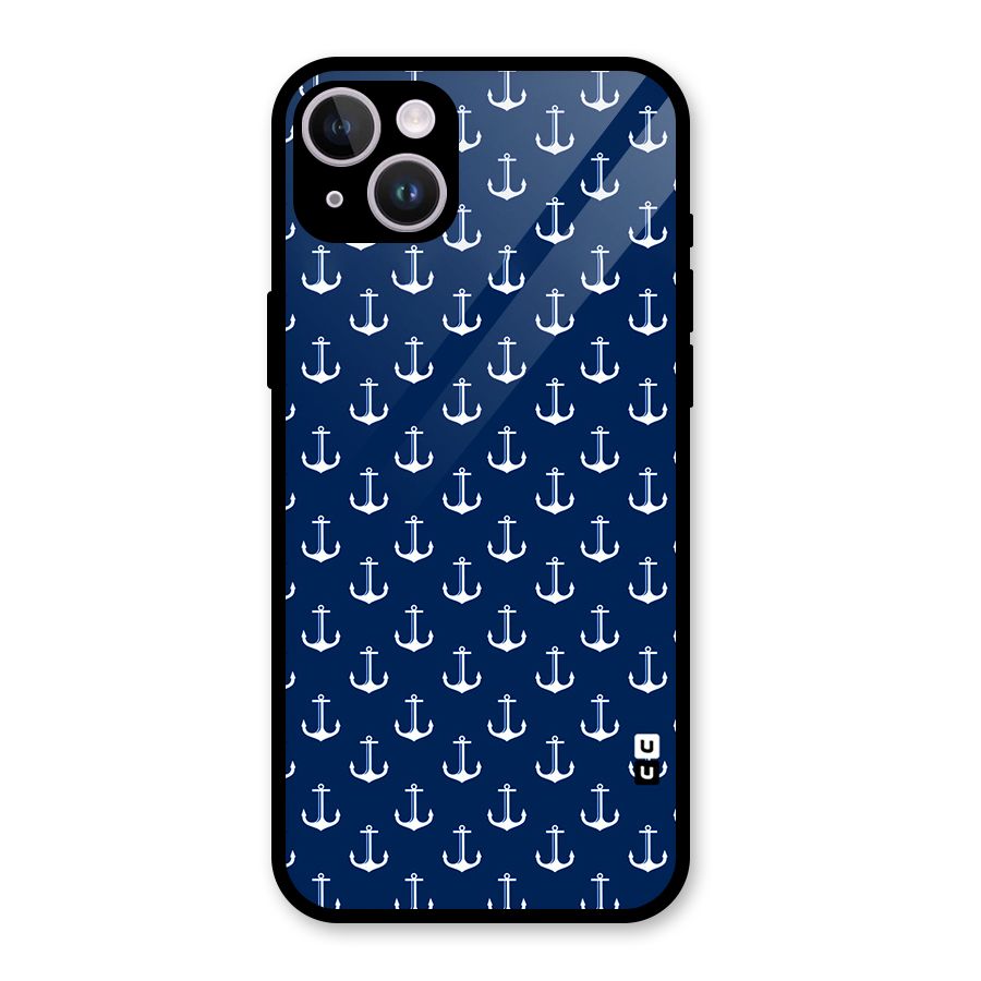 Nautical Pattern Glass Back Case for iPhone 14 Plus
