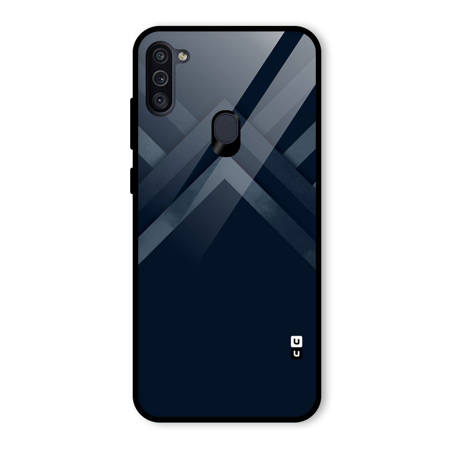 Navy Blue Arrow Glass Back Case for Galaxy M11