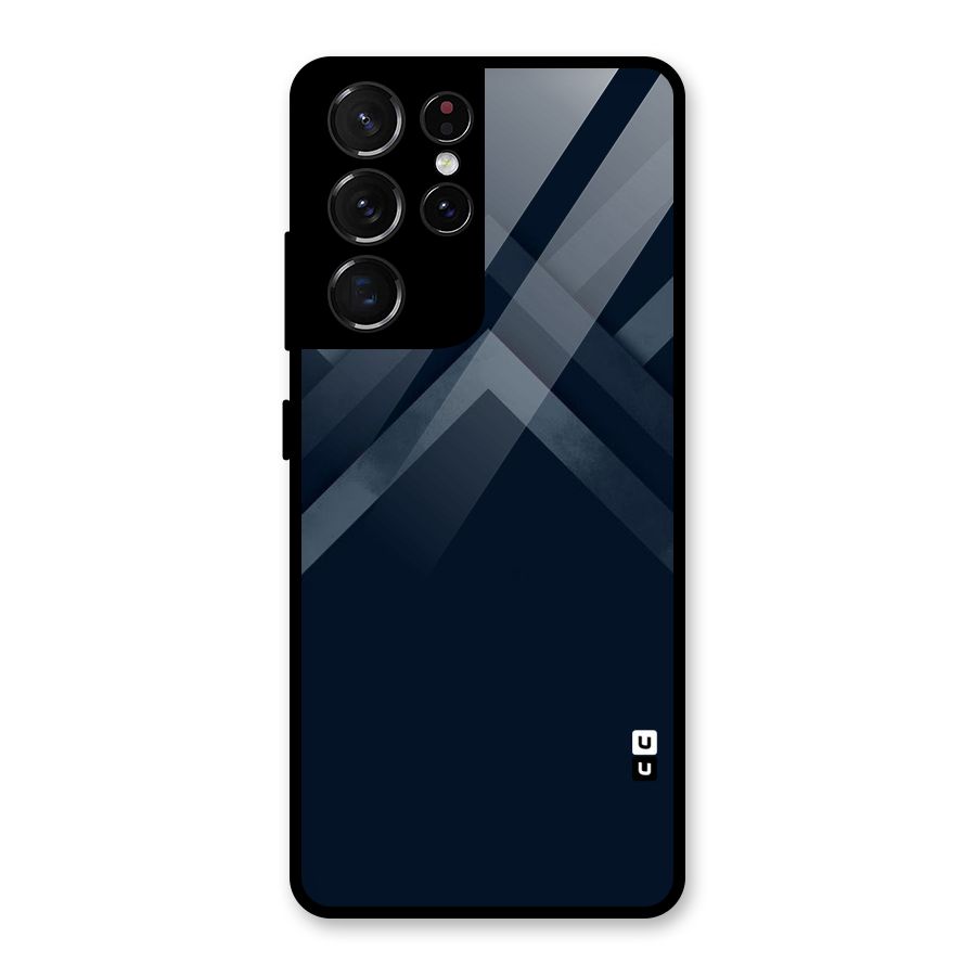 Navy Blue Arrow Glass Back Case for Galaxy S21 Ultra 5G