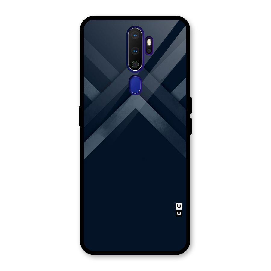 Navy Blue Arrow Glass Back Case for Oppo A9 (2020)