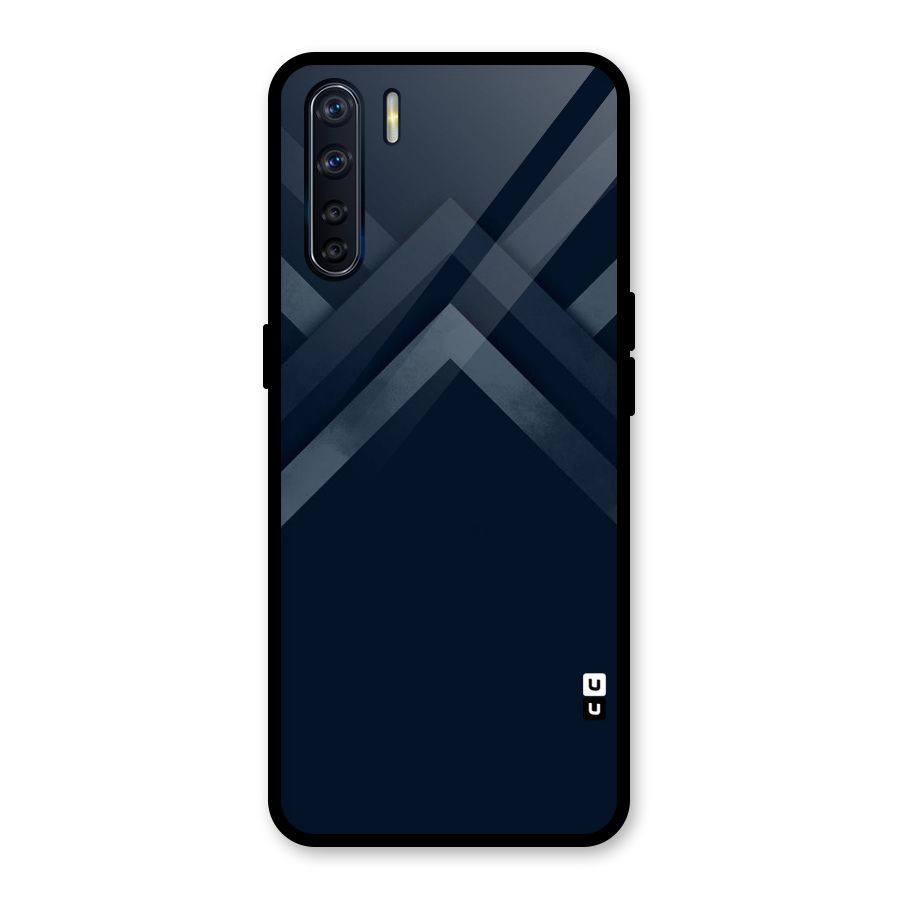 Navy Blue Arrow Glass Back Case for Oppo F15