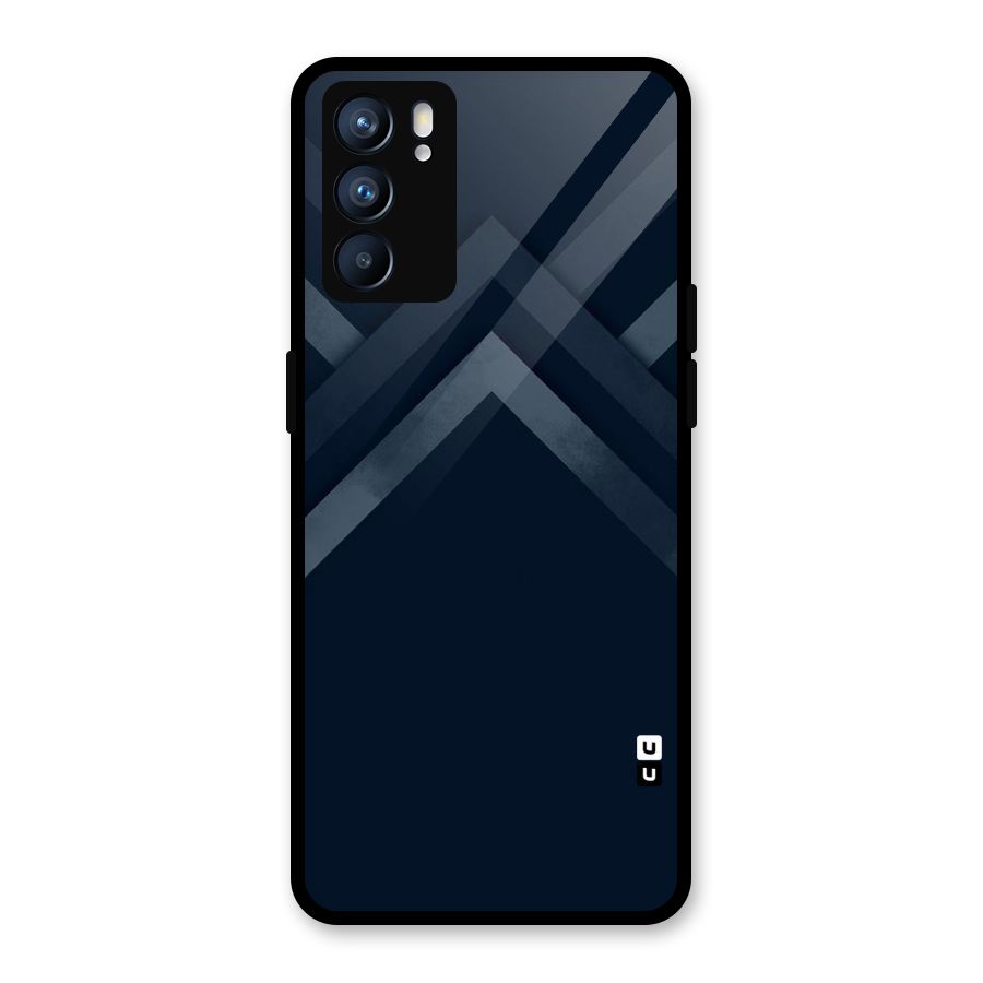 Navy Blue Arrow Glass Back Case for Oppo Reno6 5G