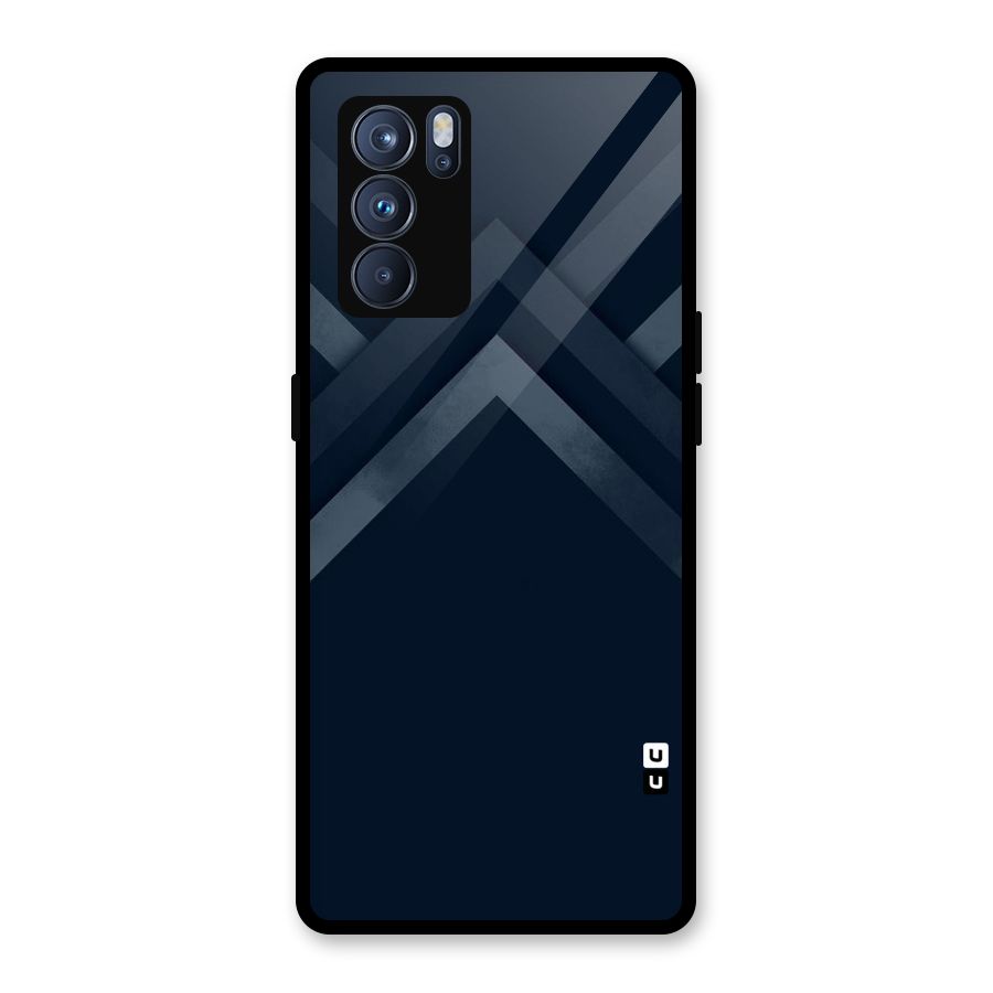 Navy Blue Arrow Glass Back Case for Oppo Reno6 Pro 5G