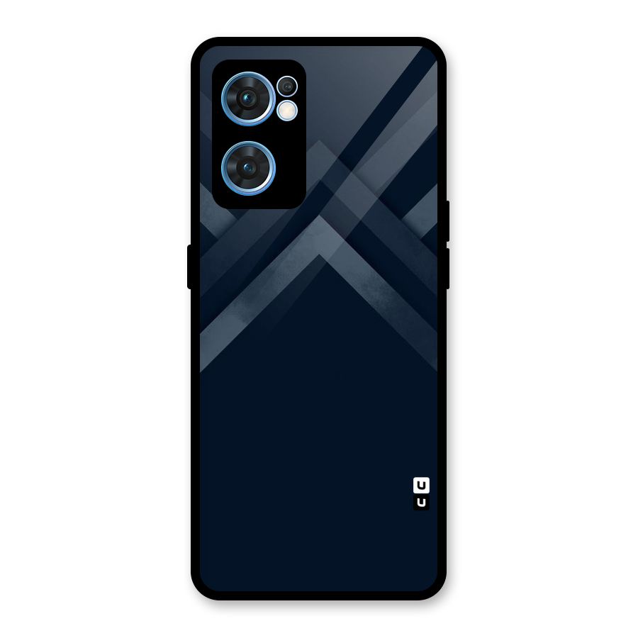 Navy Blue Arrow Glass Back Case for Oppo Reno7 5G
