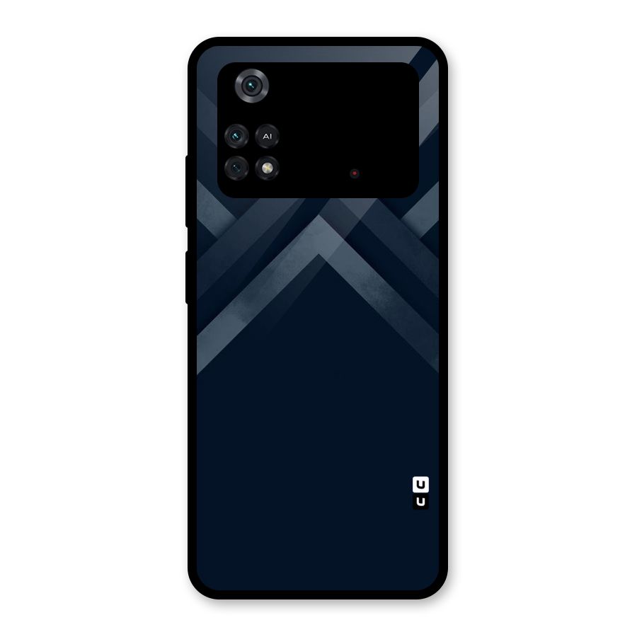 Navy Blue Arrow Glass Back Case for Poco M4 Pro 4G