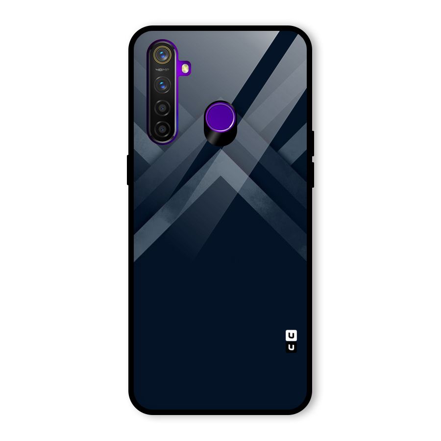 Navy Blue Arrow Glass Back Case for Realme 5 Pro
