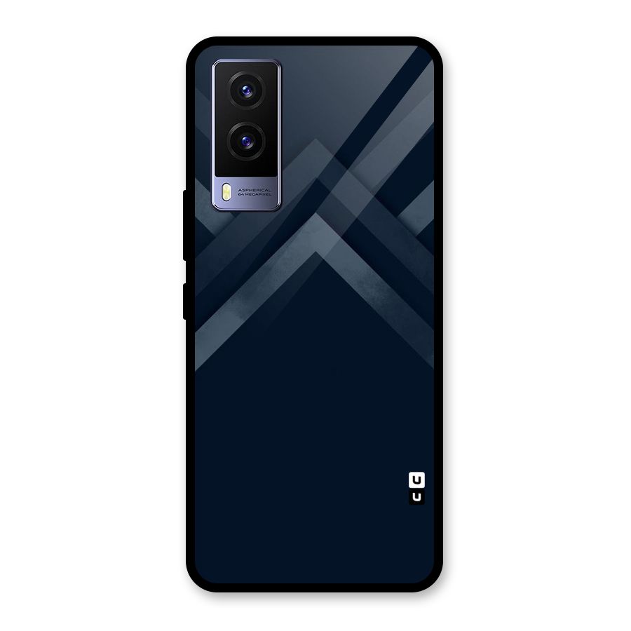 Navy Blue Arrow Glass Back Case for Vivo V21e 5G