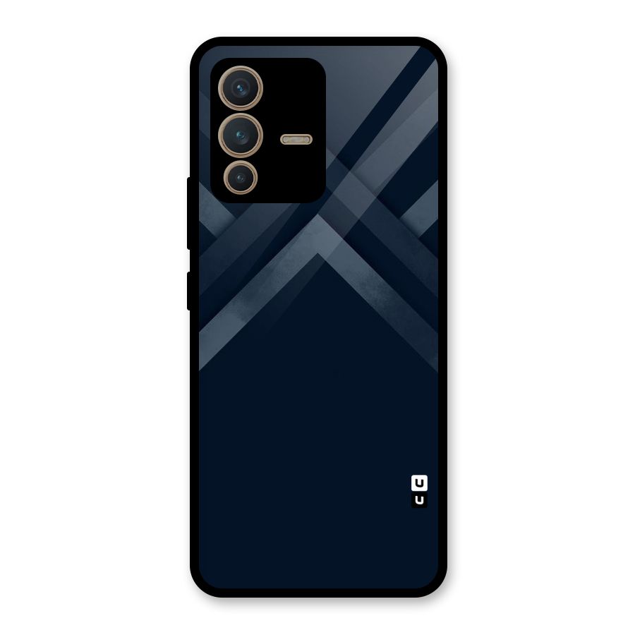 Navy Blue Arrow Glass Back Case for Vivo V23 5G