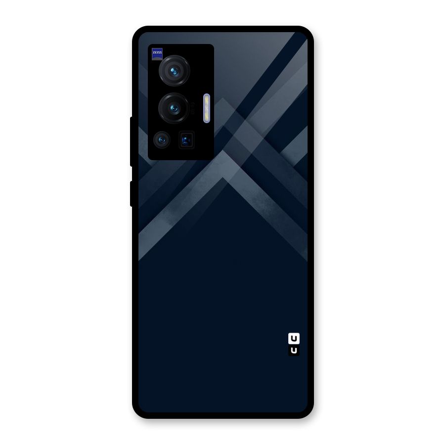 Navy Blue Arrow Glass Back Case for Vivo X70 Pro