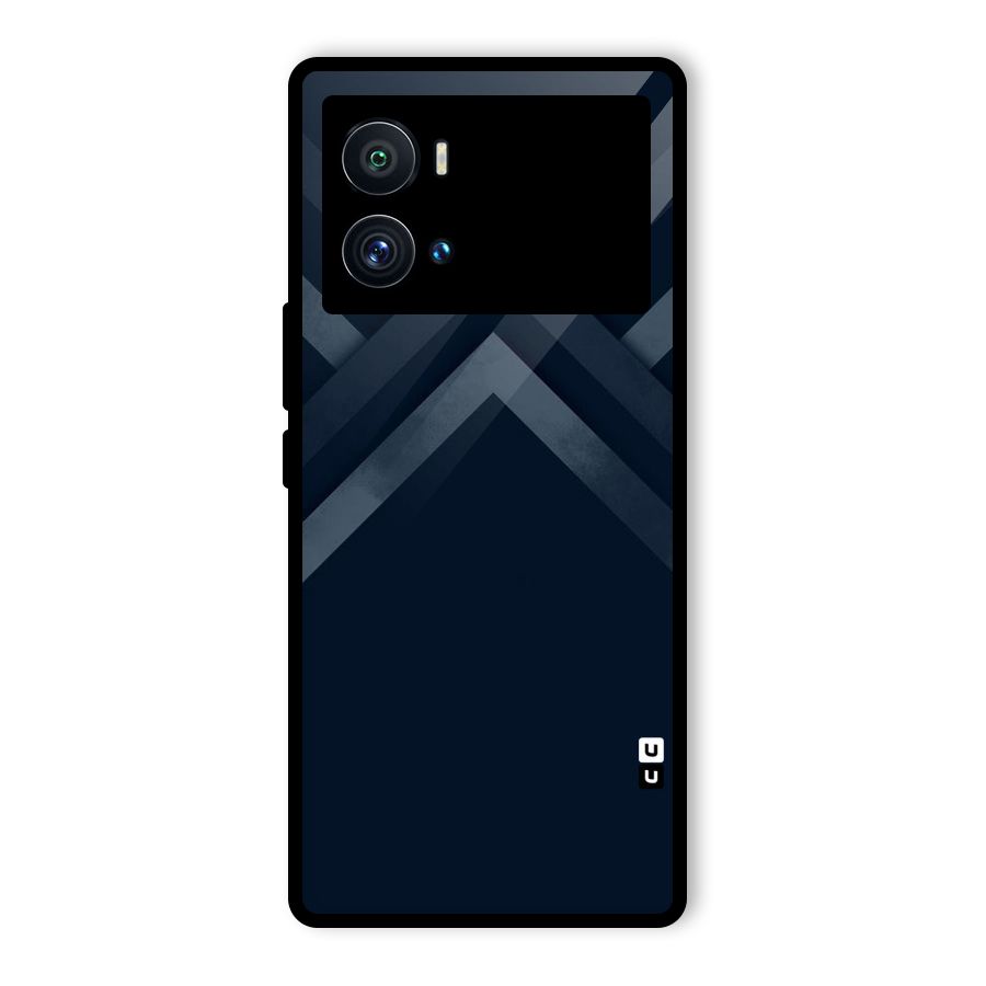 Navy Blue Arrow Glass Back Case for Vivo iQOO 9 Pro