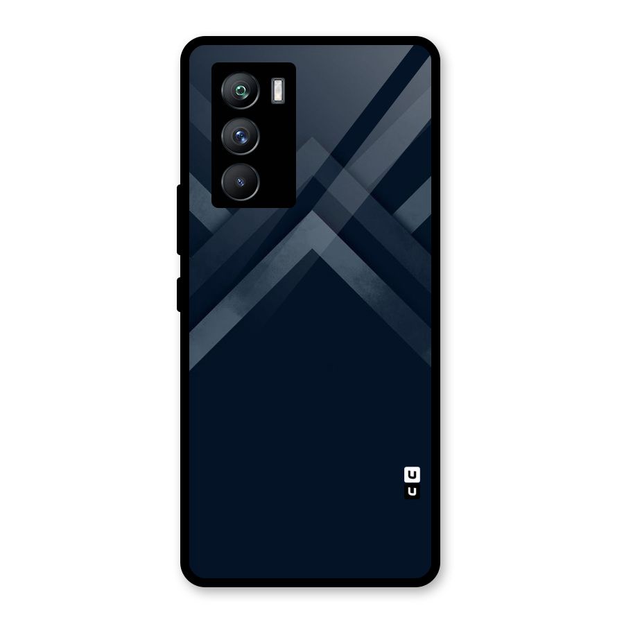 Navy Blue Arrow Glass Back Case for Vivo iQOO 9 SE