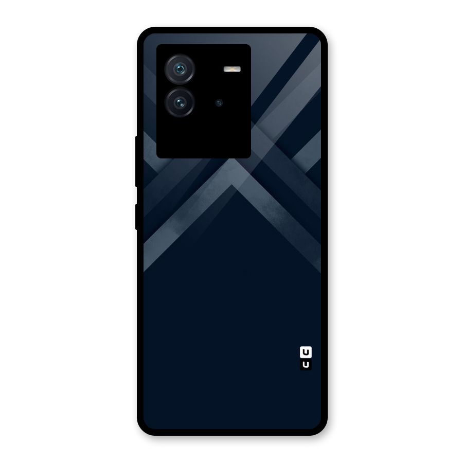Navy Blue Arrow Glass Back Case for Vivo iQOO Neo 6 5G