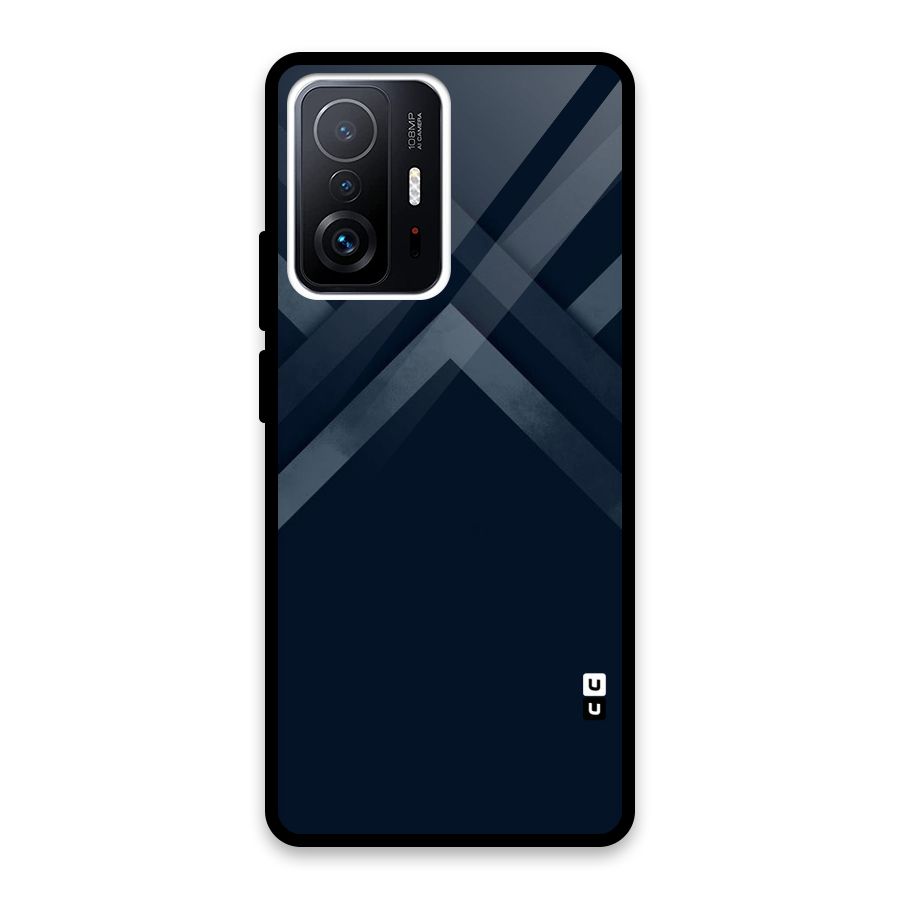 Navy Blue Arrow Glass Back Case for Xiaomi 11T Pro