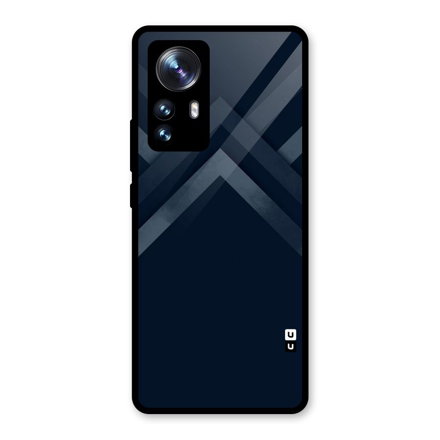 Navy Blue Arrow Glass Back Case for Xiaomi 12 Pro