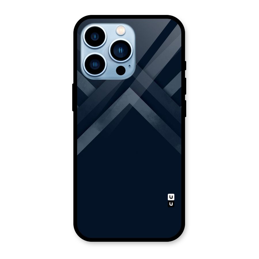 Navy Blue Arrow Glass Back Case for iPhone 13 Pro